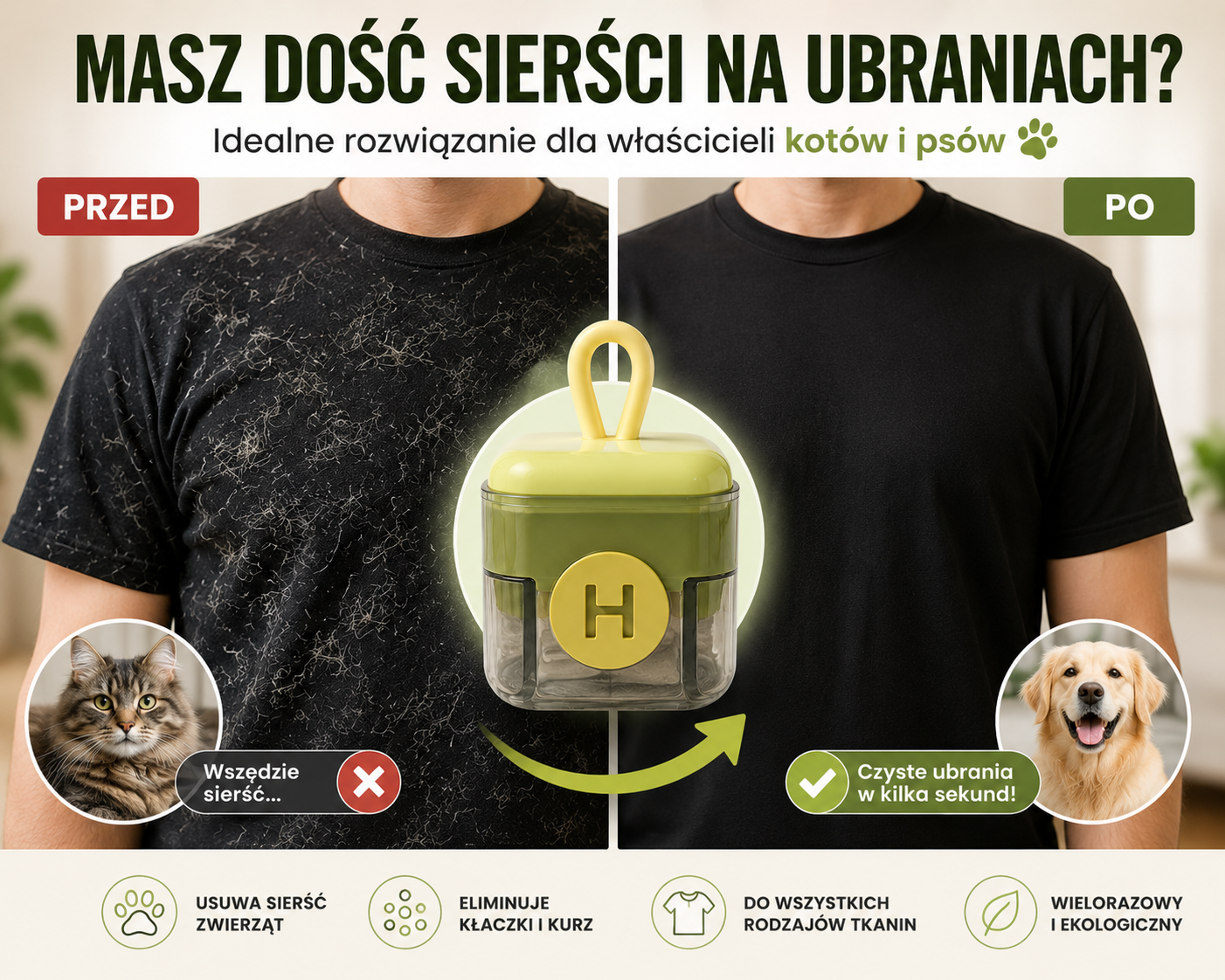 NanoRoller™ | Wielorazowy Wałek do Usuwania Sierści i Kłaczków