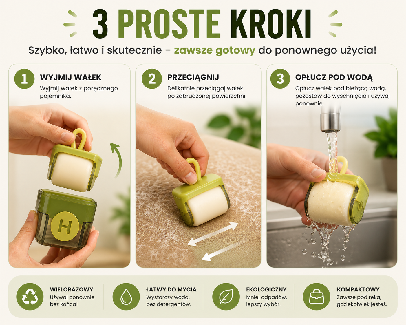 NanoRoller™ | Wielorazowy Wałek do Usuwania Sierści i Kłaczków
