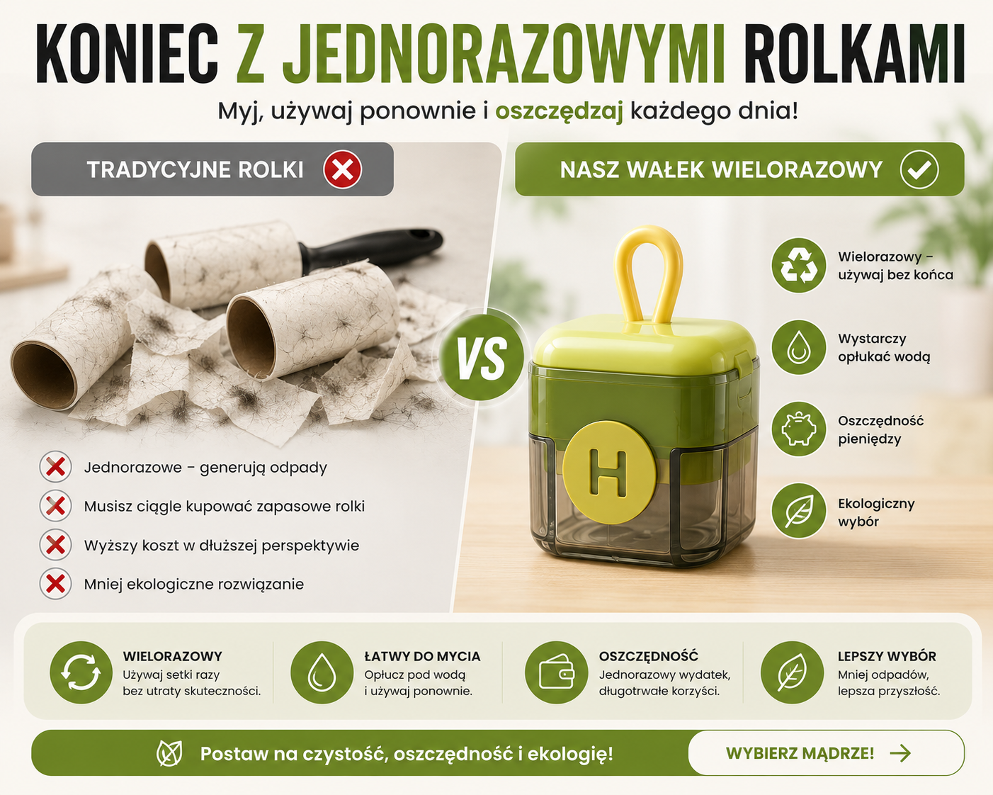 NanoRoller™ | Wielorazowy Wałek do Usuwania Sierści i Kłaczków