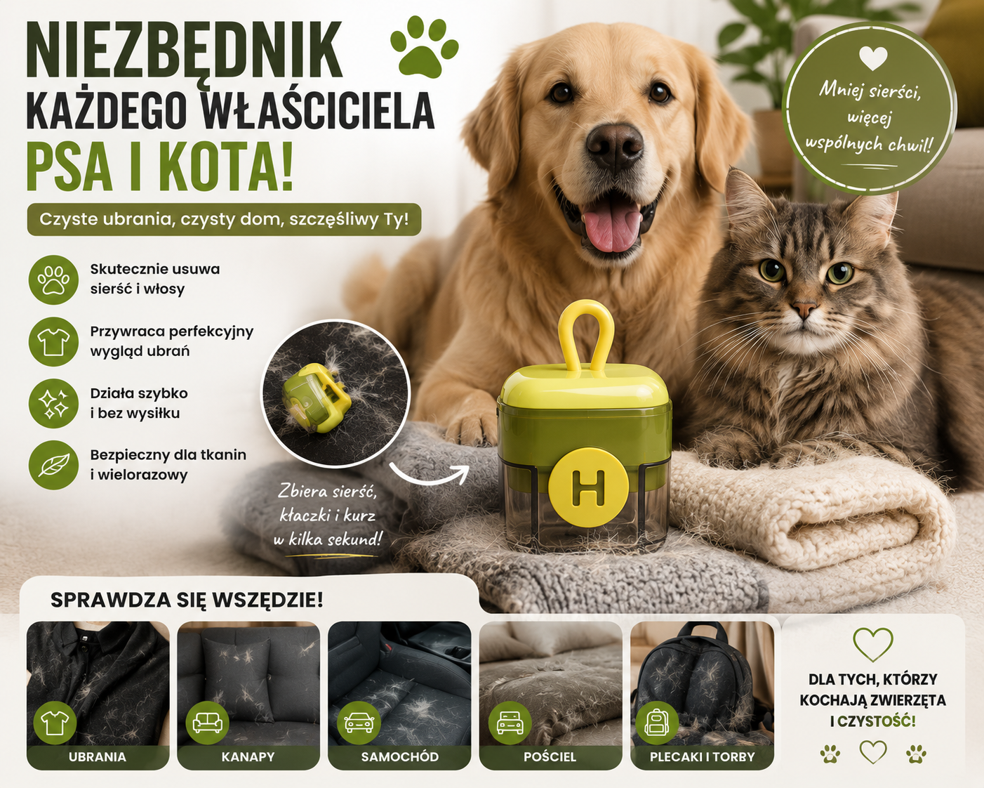 NanoRoller™ | Wielorazowy Wałek do Usuwania Sierści i Kłaczków