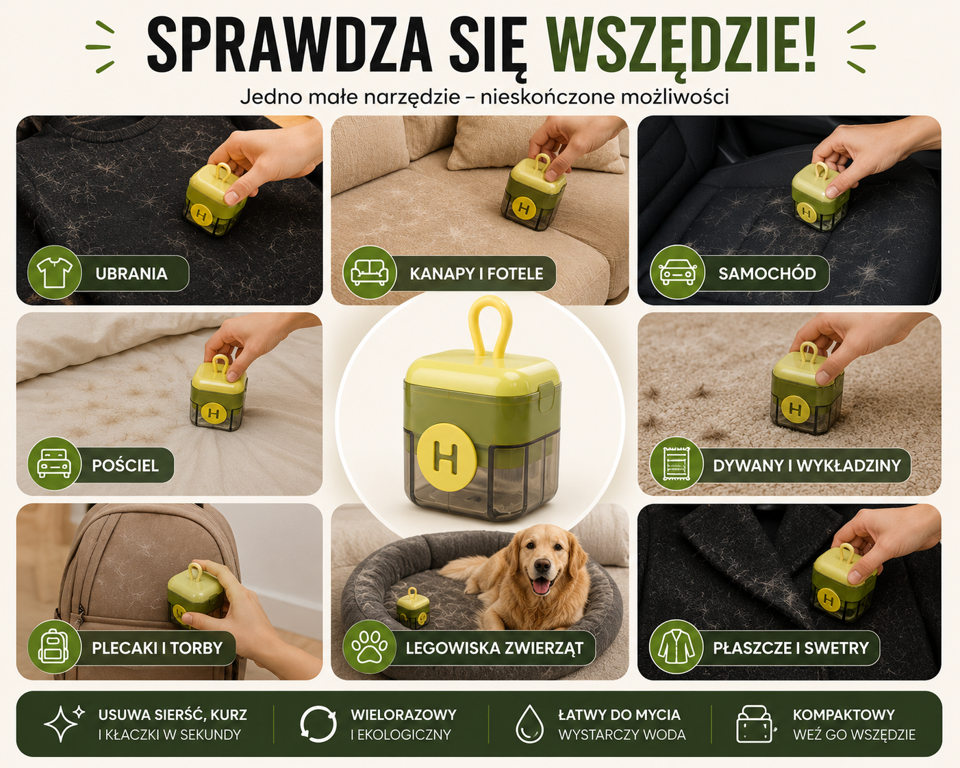 NanoRoller™ | Wielorazowy Wałek do Usuwania Sierści i Kłaczków
